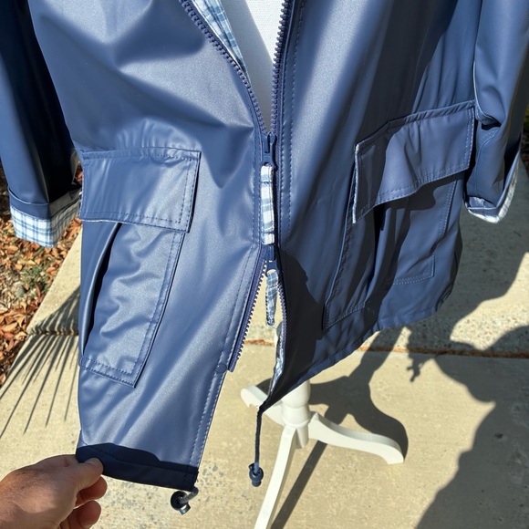 Rain Slicks Classic Blue Hooded Raincoat 2X - Picture 4 of 5